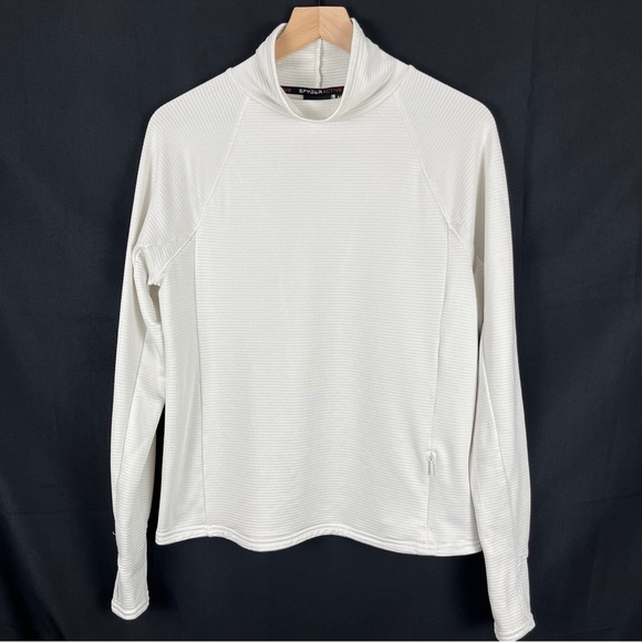 SPYDER Active Women's Mock Neck Fine Rib Activewear Pullover Top Cream Size Med - Picture 1 of 11
